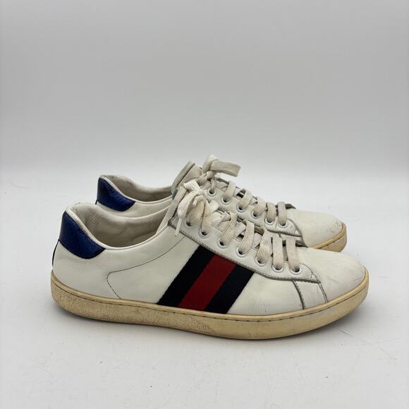 Gucci White Ace Low Sneakers Men's 9 Luxury Streetwear - Picture 3 of 15